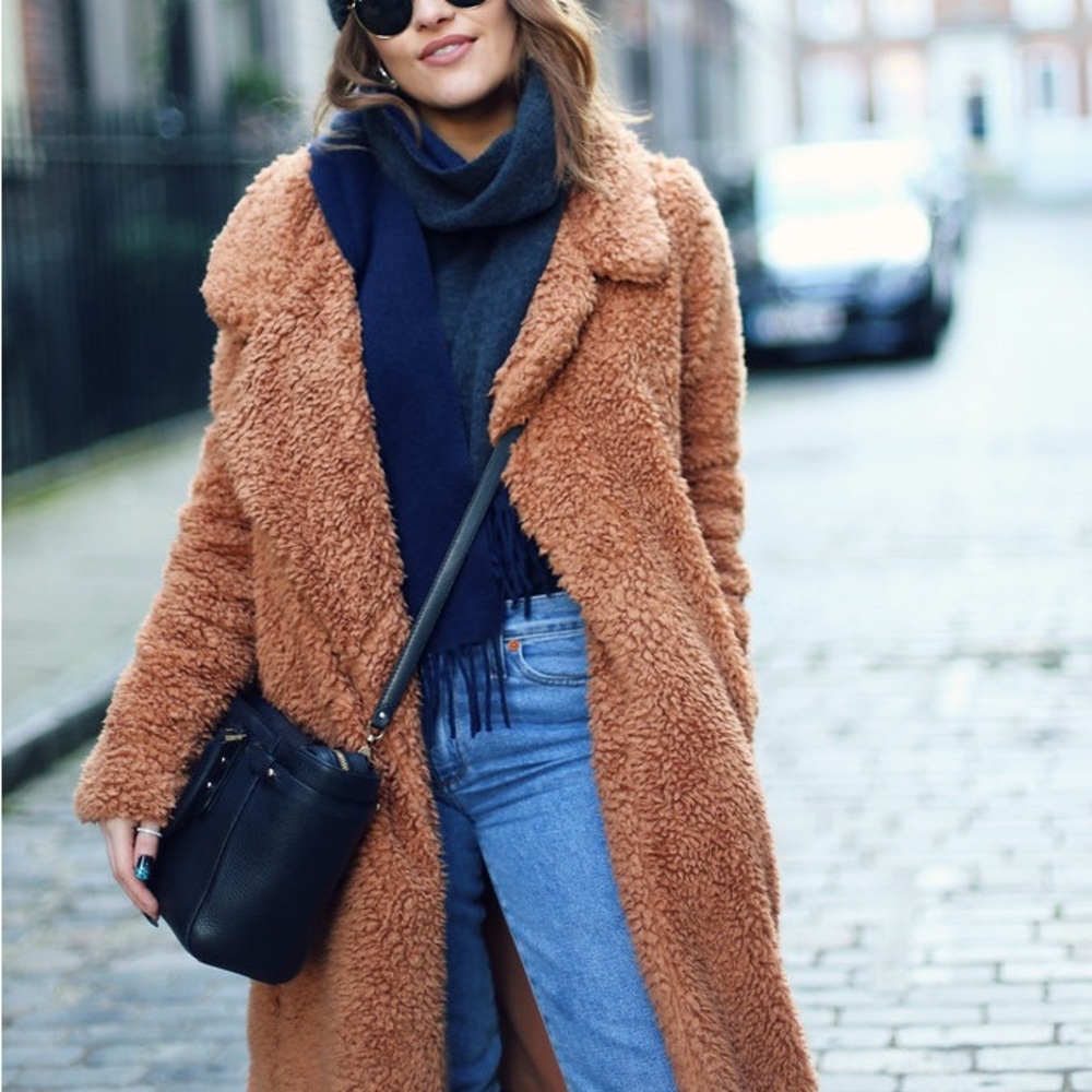 Teddy bear womens faux fur sherpa jacket warm winter coat